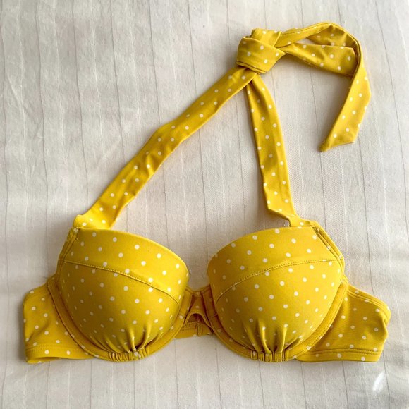 aerie Other - Aerie Yellow Polka Dot Bikini Top